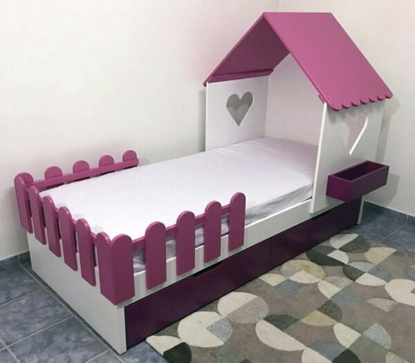 Hausbett Veronika, Kinderbett kindermobel-Einzel-Haus-Kindermöbel